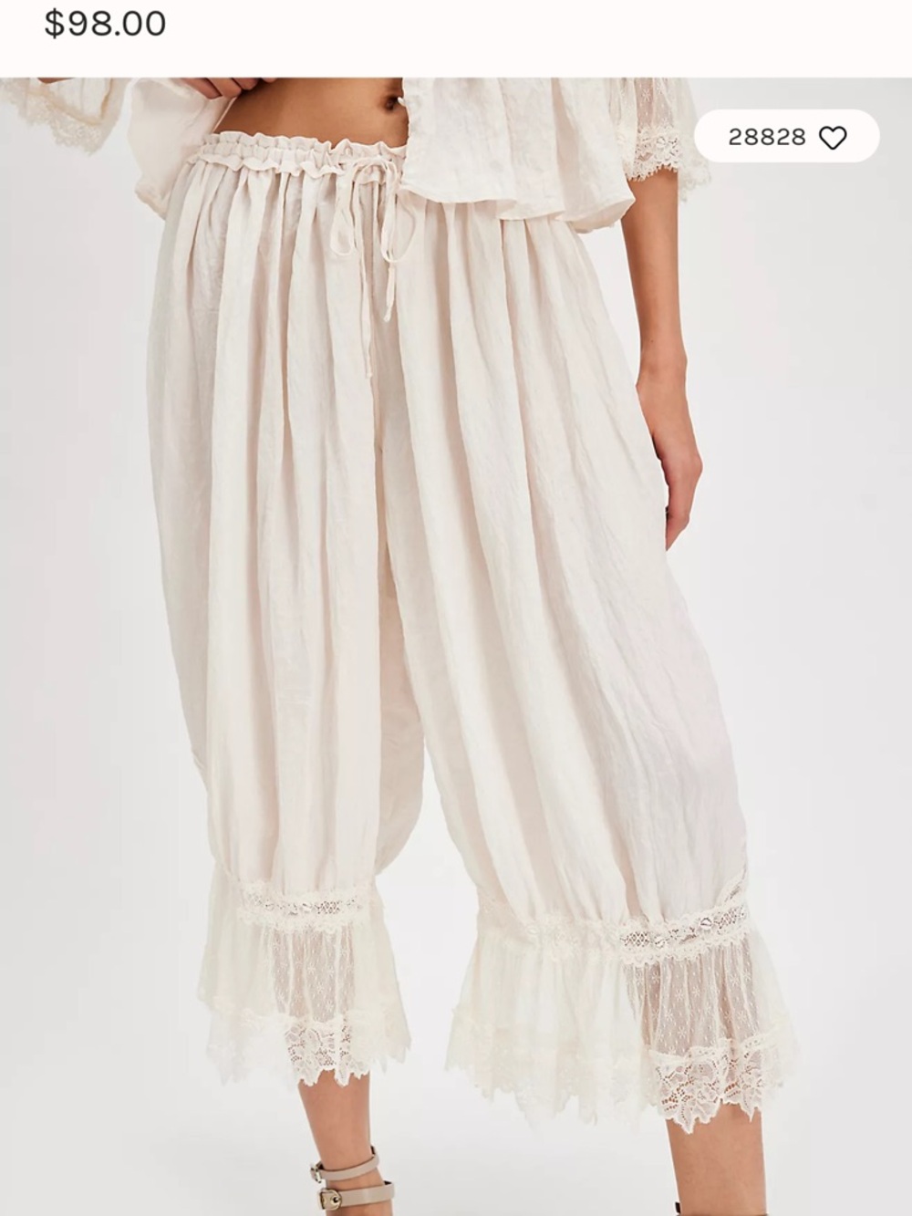 Free People Cream Lace-Trim Culotte Capris